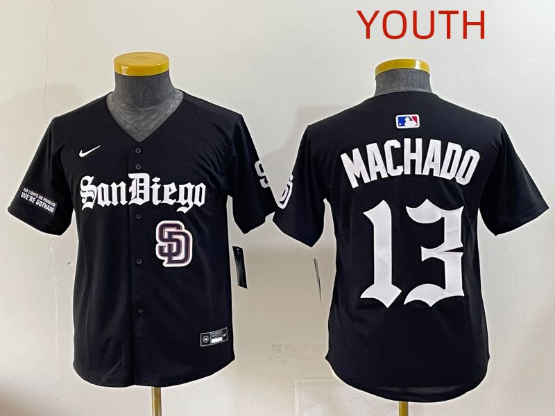 Youth 2025 San Diego Padres 13 Machado Black Five generations Joint Name Nike MLB Jersey style 7
